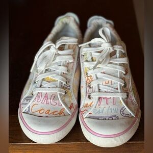 Coach Y2K Multicolor Graffiti Logo Sneakers Low Top Lace Casual Statement Shoe